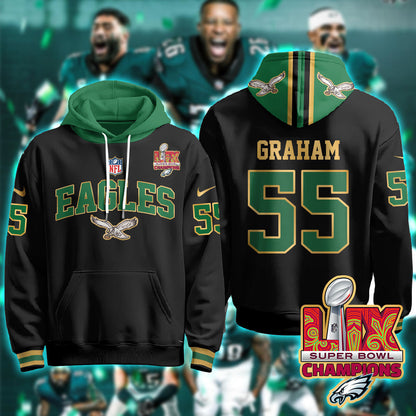 PHI Super Bowl LIX Champions Gold Hoodie N2R - All Stitched