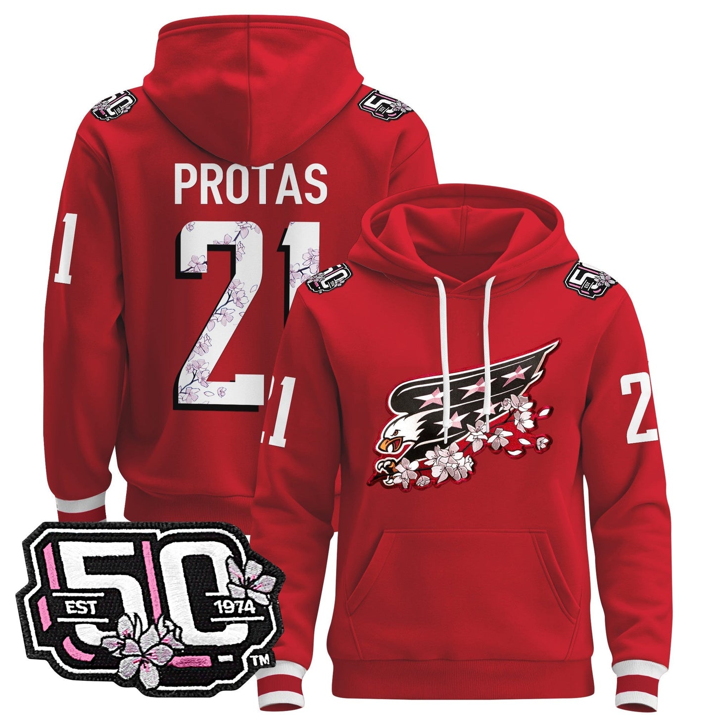 Men's Washington Capitals 50th Anniversary Cherry Blossom Pullover Hoodie - All Stitched