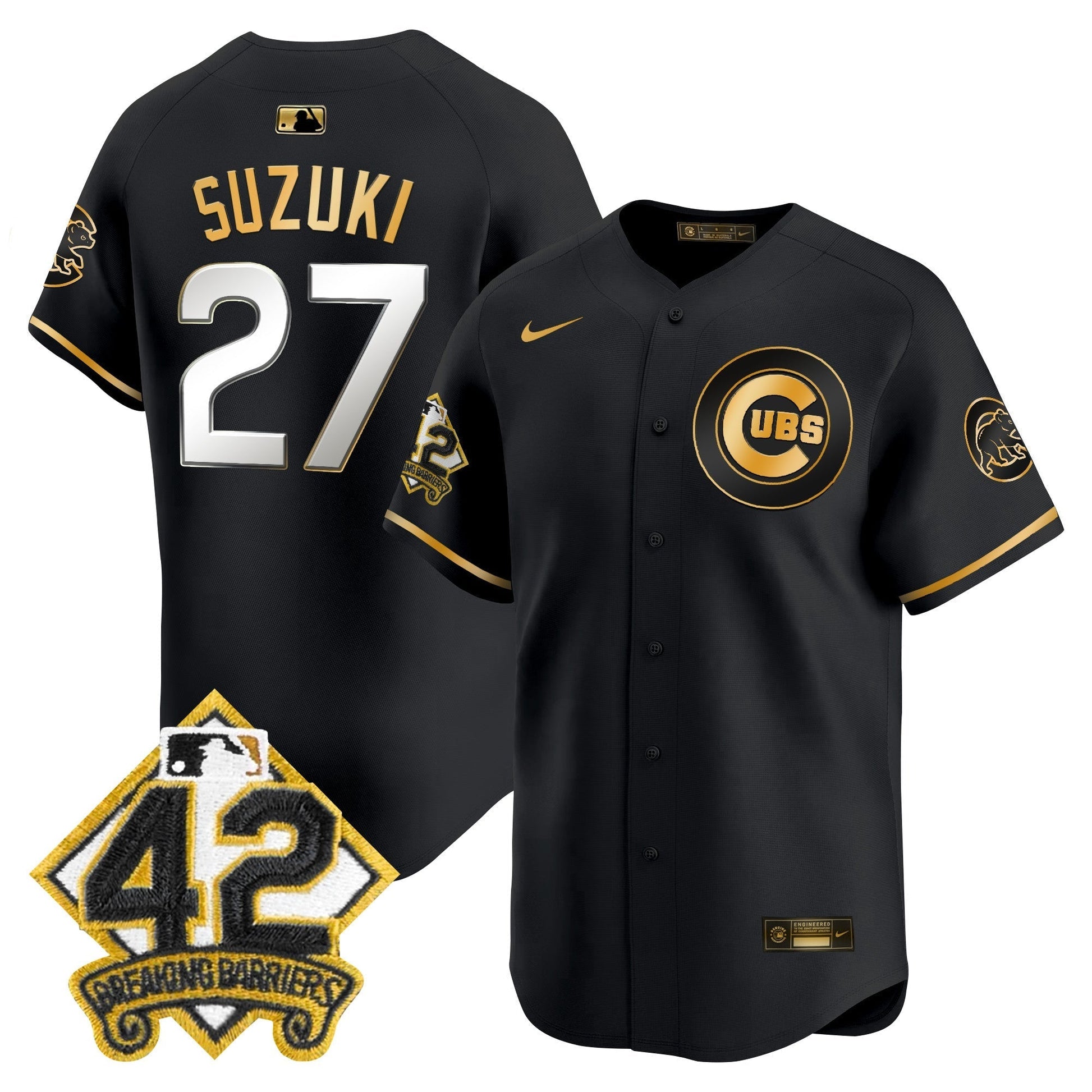 Men's Chicago Cubs 2025 Jackie Robinson Patch Vapor Premier Limited Jersey - All Stitched