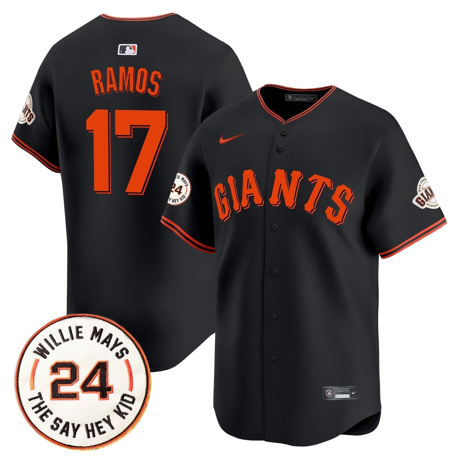 Men's San Francisco Giants 2025 Willie Mays Patch Vapor Premier Limited Jersey - All Stitched