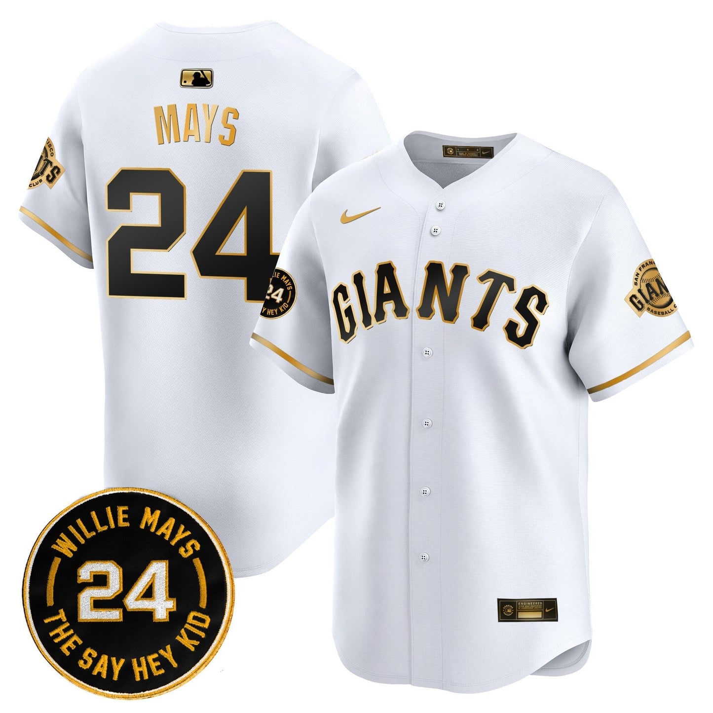 Men's San Francisco Giants 2025 Willie Mays Patch Vapor Premier Limited Jersey - All Stitched