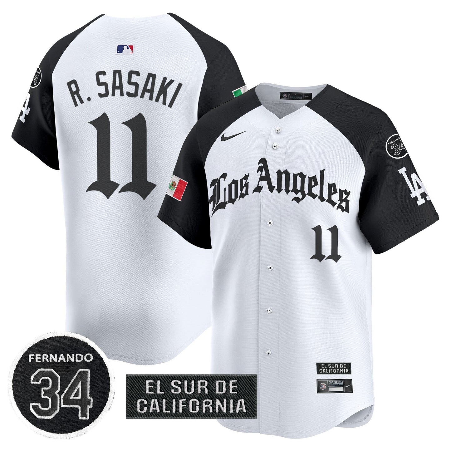 Men's Dodgers Mexico 2025 LA Gothic Style Patch Vapor Premier Limited Jersey - All Stitched