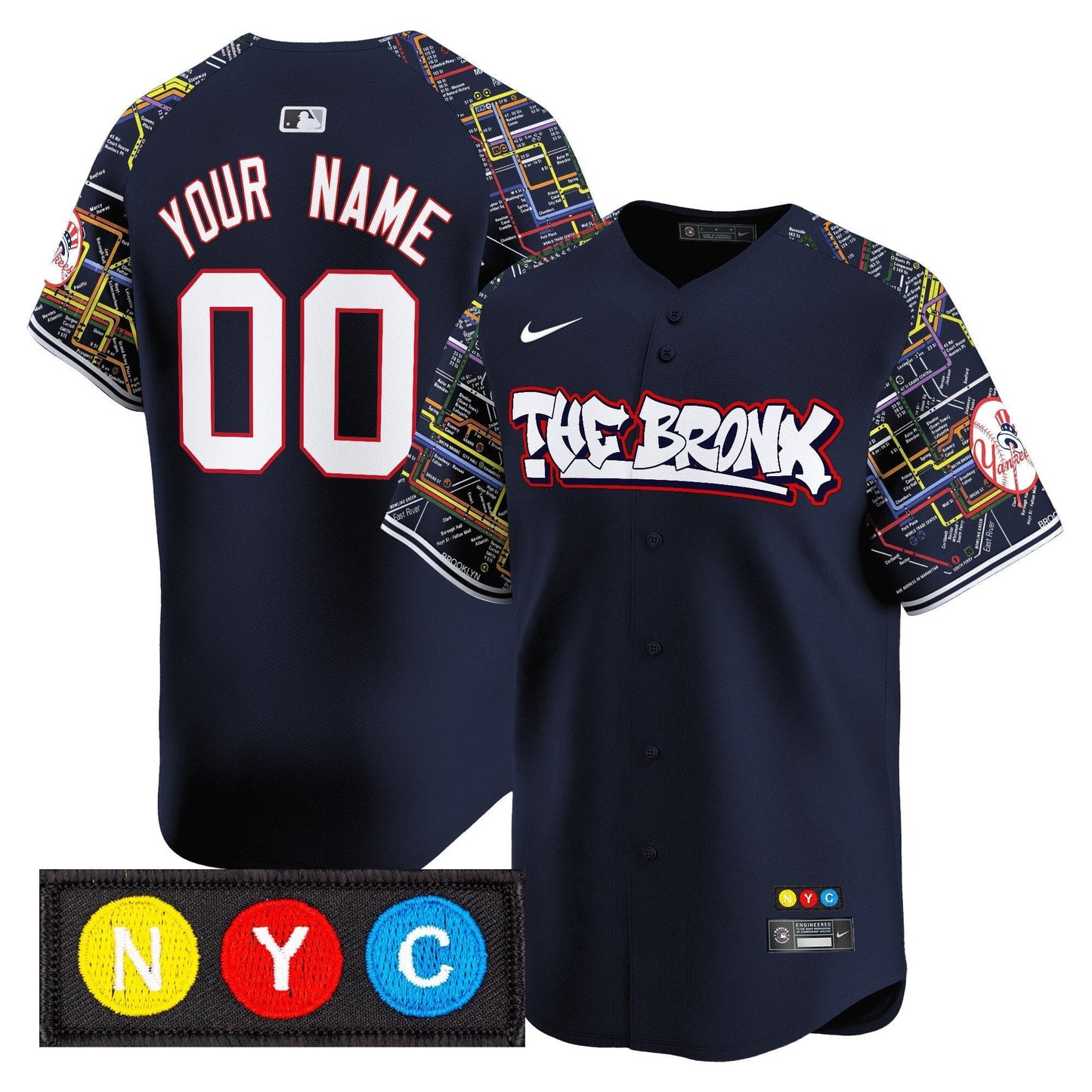 New York Yankees The Bronx Subway Style Vapor Premier Limited Custom Jersey - Stitched