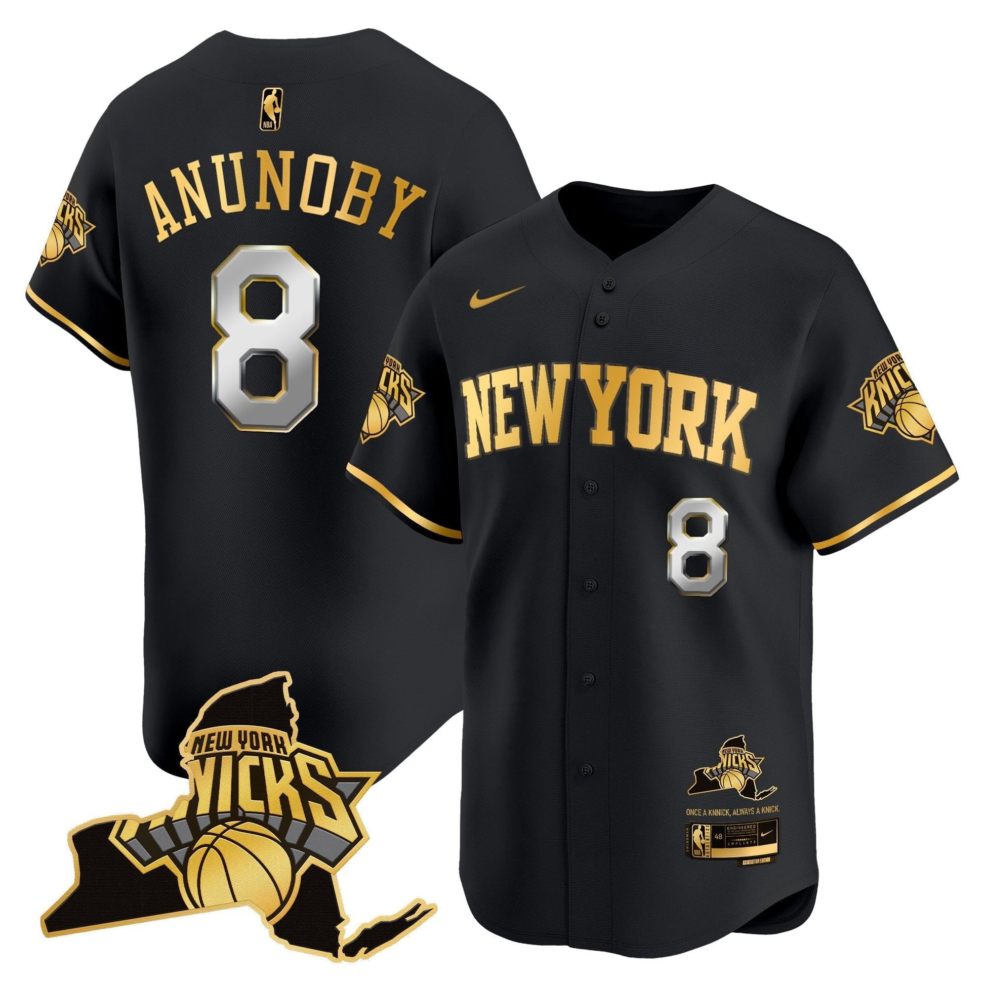 Men's New York Knicks Vapor Baseball Jersey - All Stitched