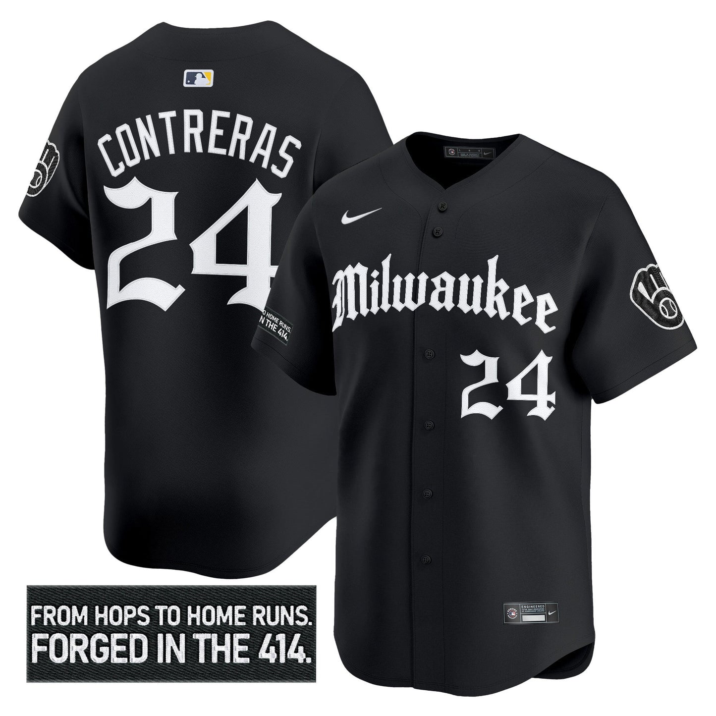 Men's Milwaukee Brewers 'Gothic 414 Shadows Edition' Vapor Premier Limited Jersey - All Stitched