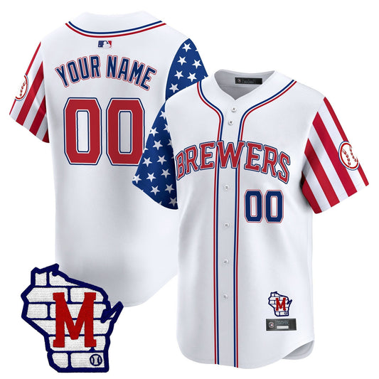 Milwaukee Brewers 2025 Independence Day Vapor Premier Limited Custom Jersey - All Stitched
