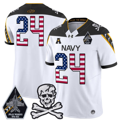 Men's Navy Midshipmen 2025 Independence Day Vapor Limited Jersey V2 - All Stitched
