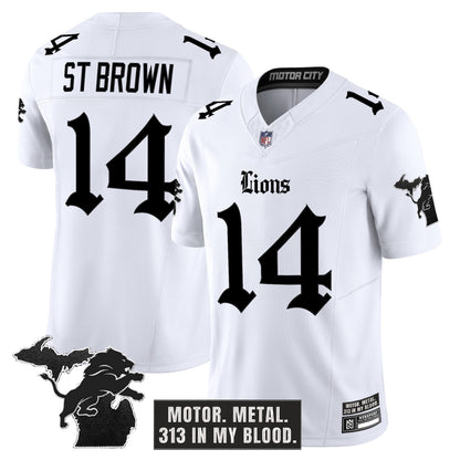 Men's Detroit Lions 'Gothic Motor Grit Edition' Vapor Limited Jersey - All Stitched