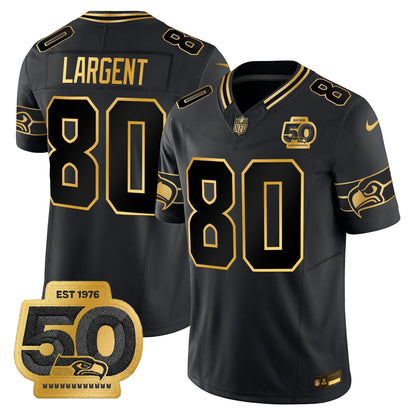 Men's Seattle Seahawks 50th Anniversary Patch Gold Vapor Limited Jersey - All Stitched