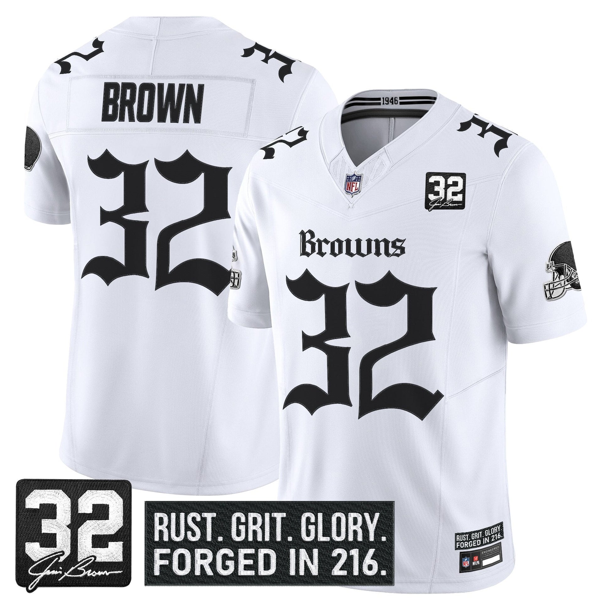 Men's Cleveland Browns 'Gothic Dawg Shadows Drop' Vapor Limited Jersey - All Stitched