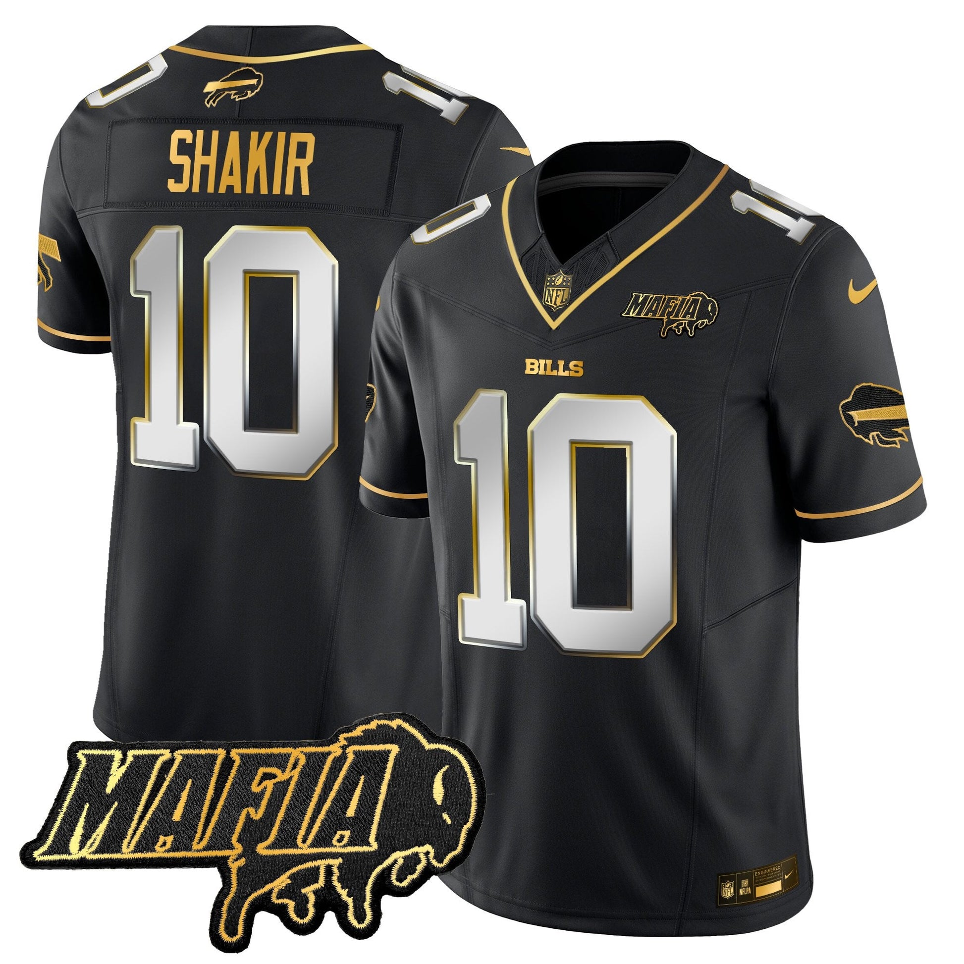 Men's Buffalo Bills 2025 Bills Mafia Patch Gold Vapor Limited Jersey - All Stitched