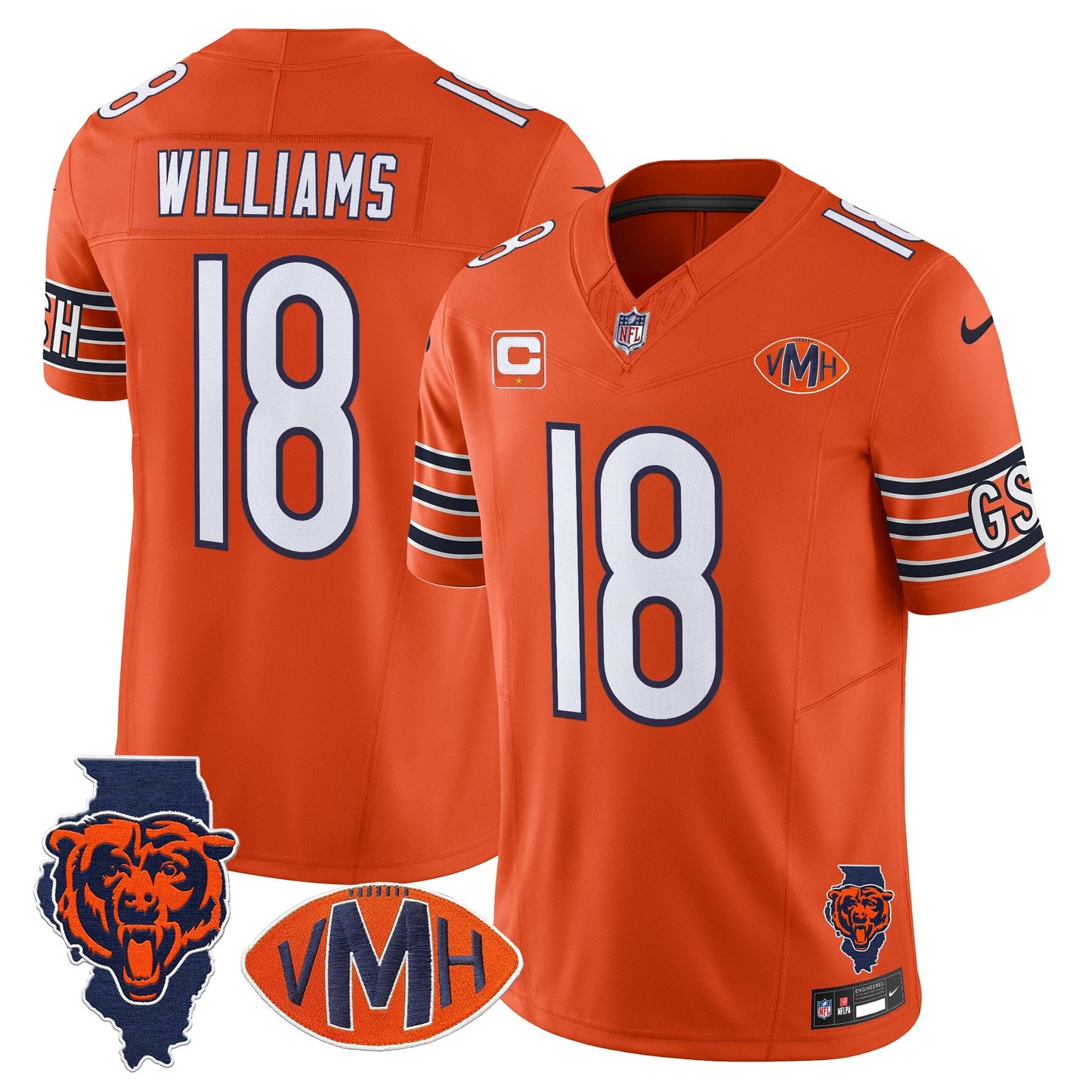 Men's Chicago Bears Virginia McCaskey Memorial Patch Vapor Jersey - All Stitched