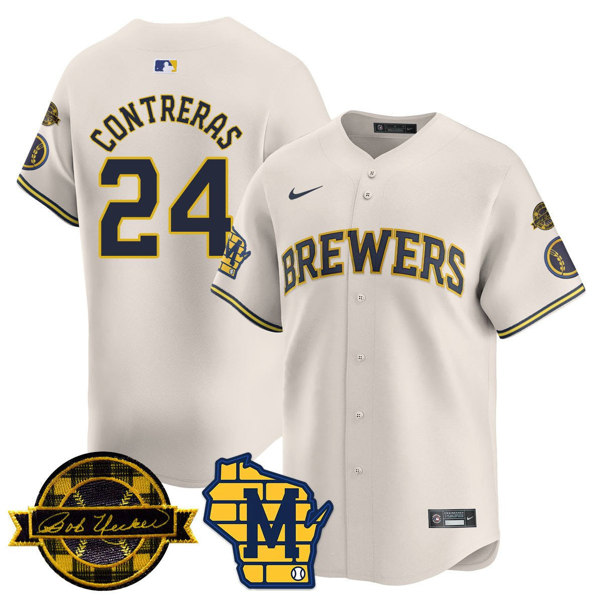 Men's Milwaukee Brewers Bob Uecker Patch Vapor Limited Jersey - All Stitched