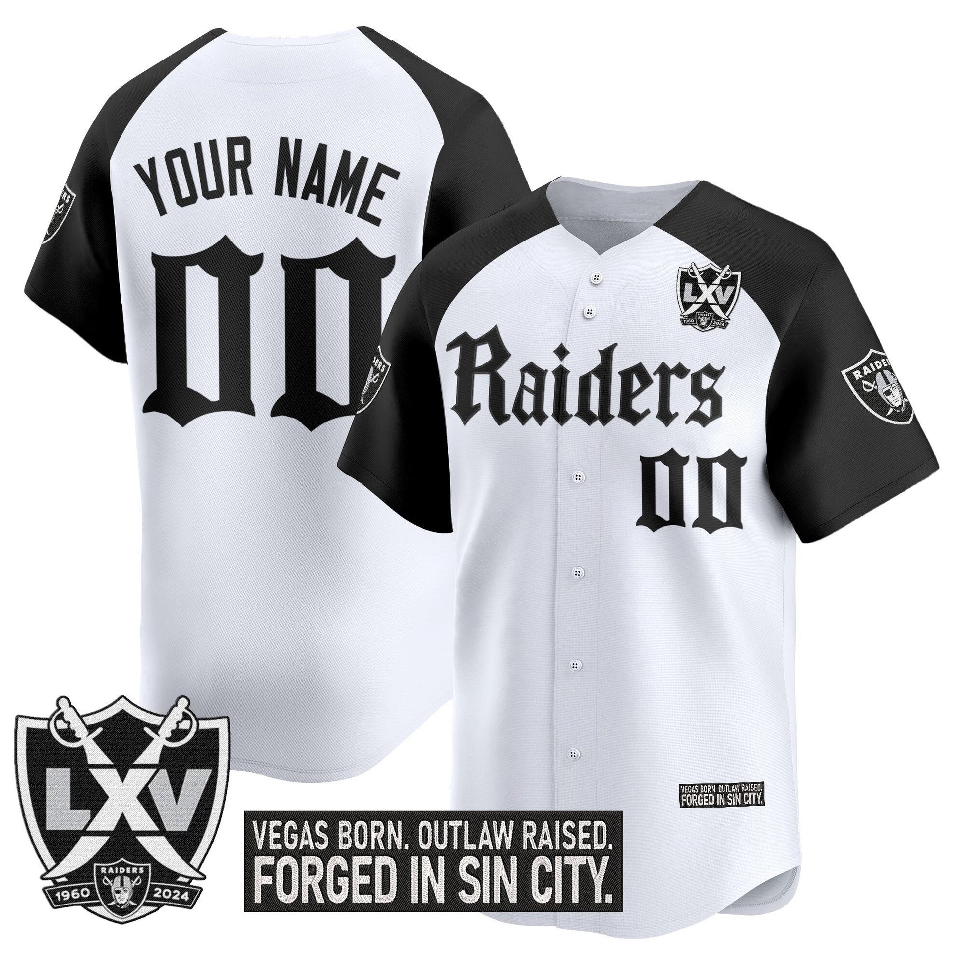 Las Vegas Raiders 'Gothic Sin City Shadows Edition' Vapor Baseball Custom Jersey - All Stitched