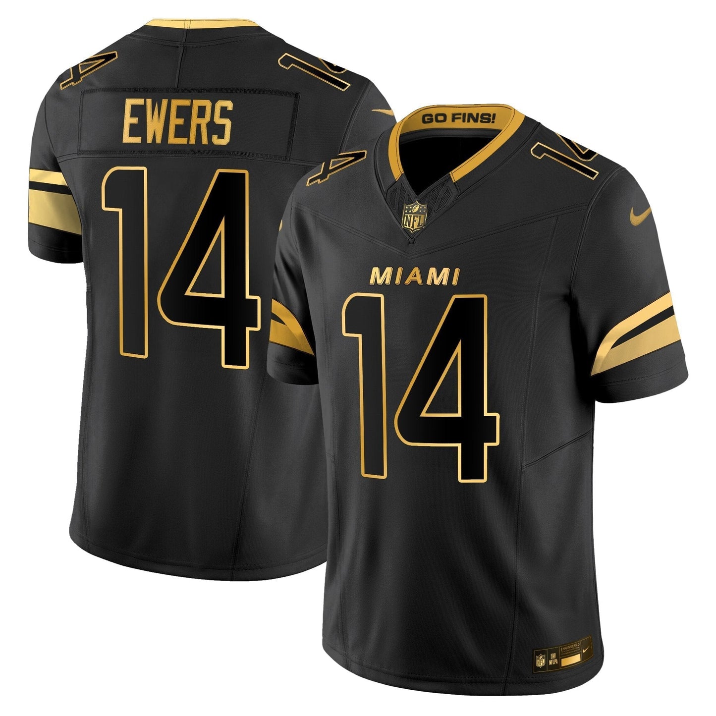 Men's Miami Dolphins 2025 "Rivalries" Gold Vapor Limited Jersey - All Stitched
