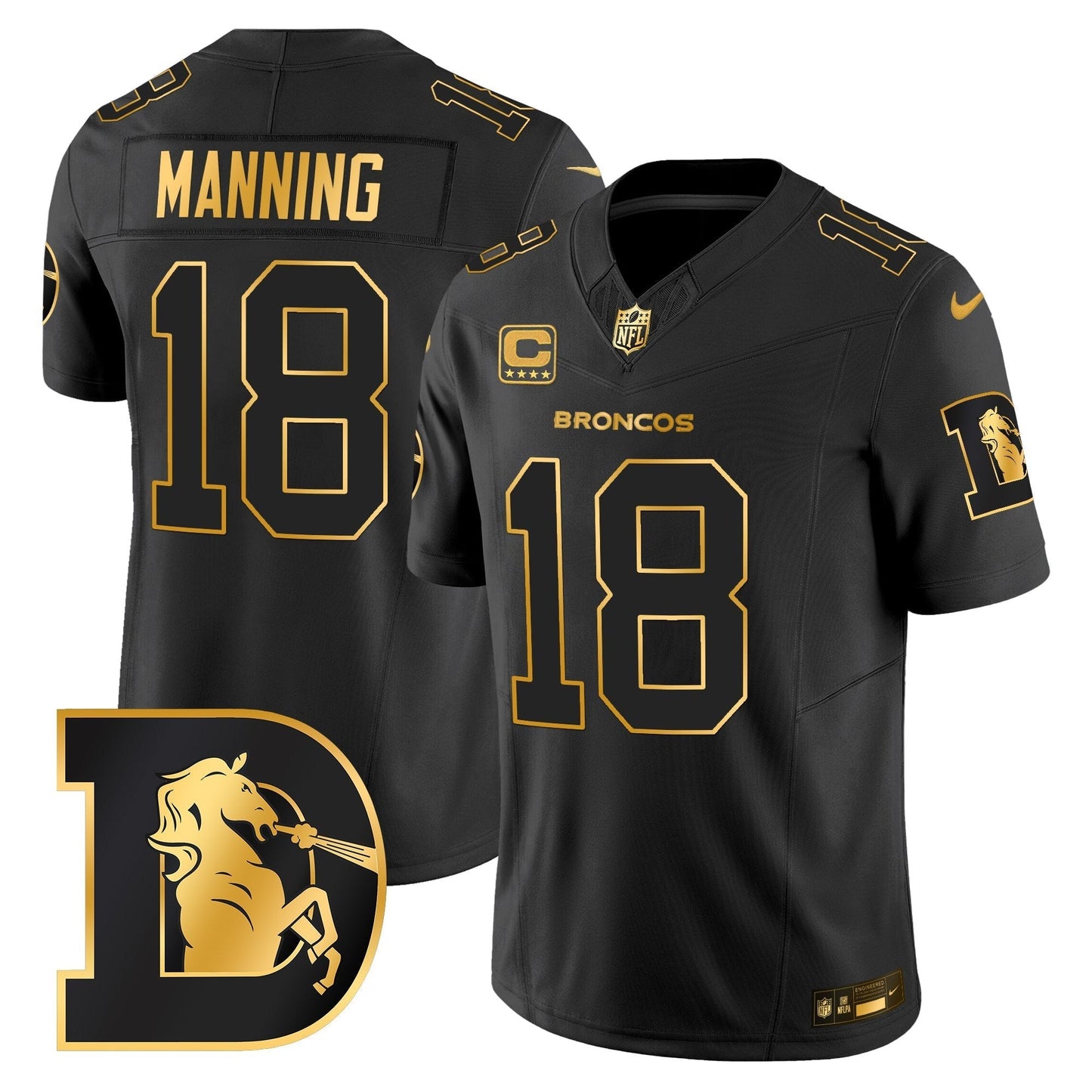 Men's Denver Broncos Throwback Gold Vapor Limited Jersey - All Stitched