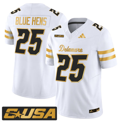 Men's Delaware Blue Hens 2025 Gold Vapor Limited Jersey - All Stitched