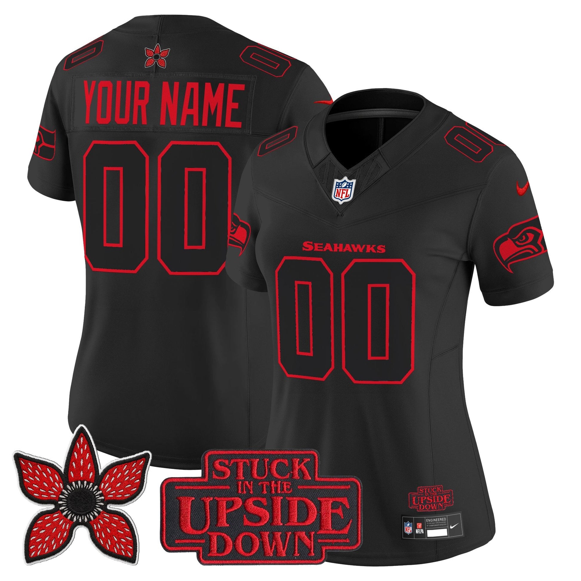 Seattle Seahawks 'Stranger Things Edition' Vapor Limited Custom Jersey - All Stitched