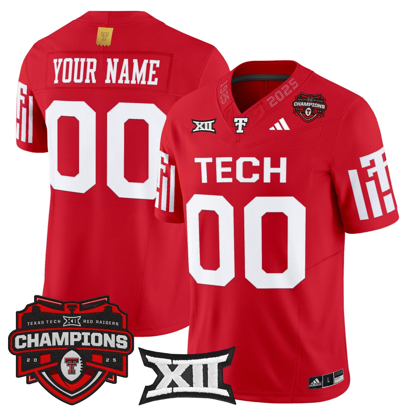 Texas Tech Red Raiders 2025 Big 12 Champions Vapor Limited Custom Jersey - All Stitched