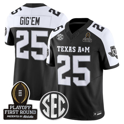 Men's Texas A&M Aggies 2025 Playoff First Round Vapor Limited Jersey - All Stitched