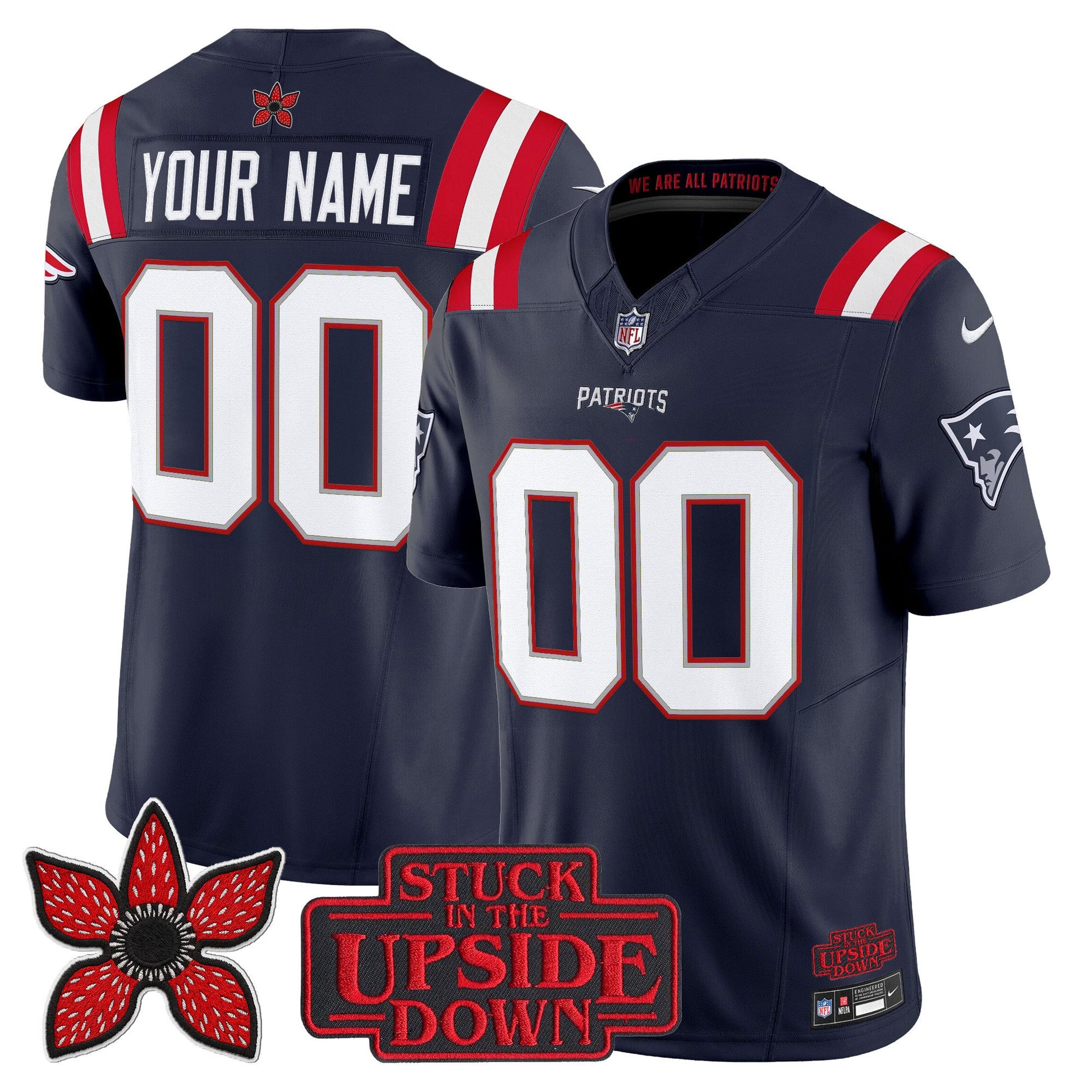 New England Patriots 'Stranger Things Edition' Vapor Limited Custom Jersey V2 - All Stitched