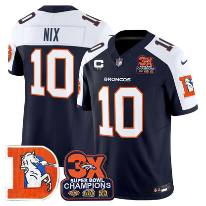 Men's Denver Broncos Throwback Vapor Limited Jersey - 3-Time Champions Patch - All Stitched