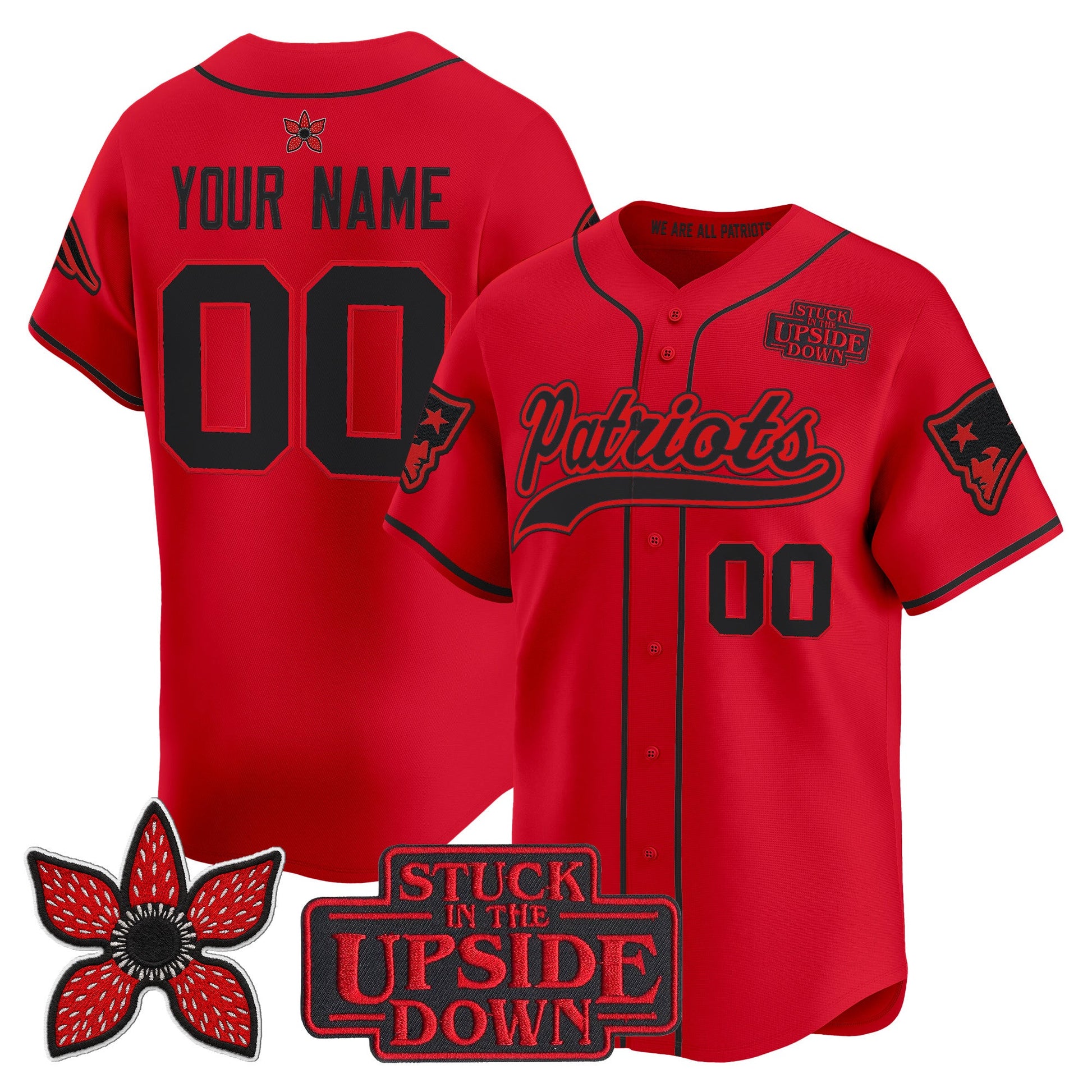 New England Patriots 'Stranger Things Edition' Vapor Baseball Custom Jersey - All Stitched