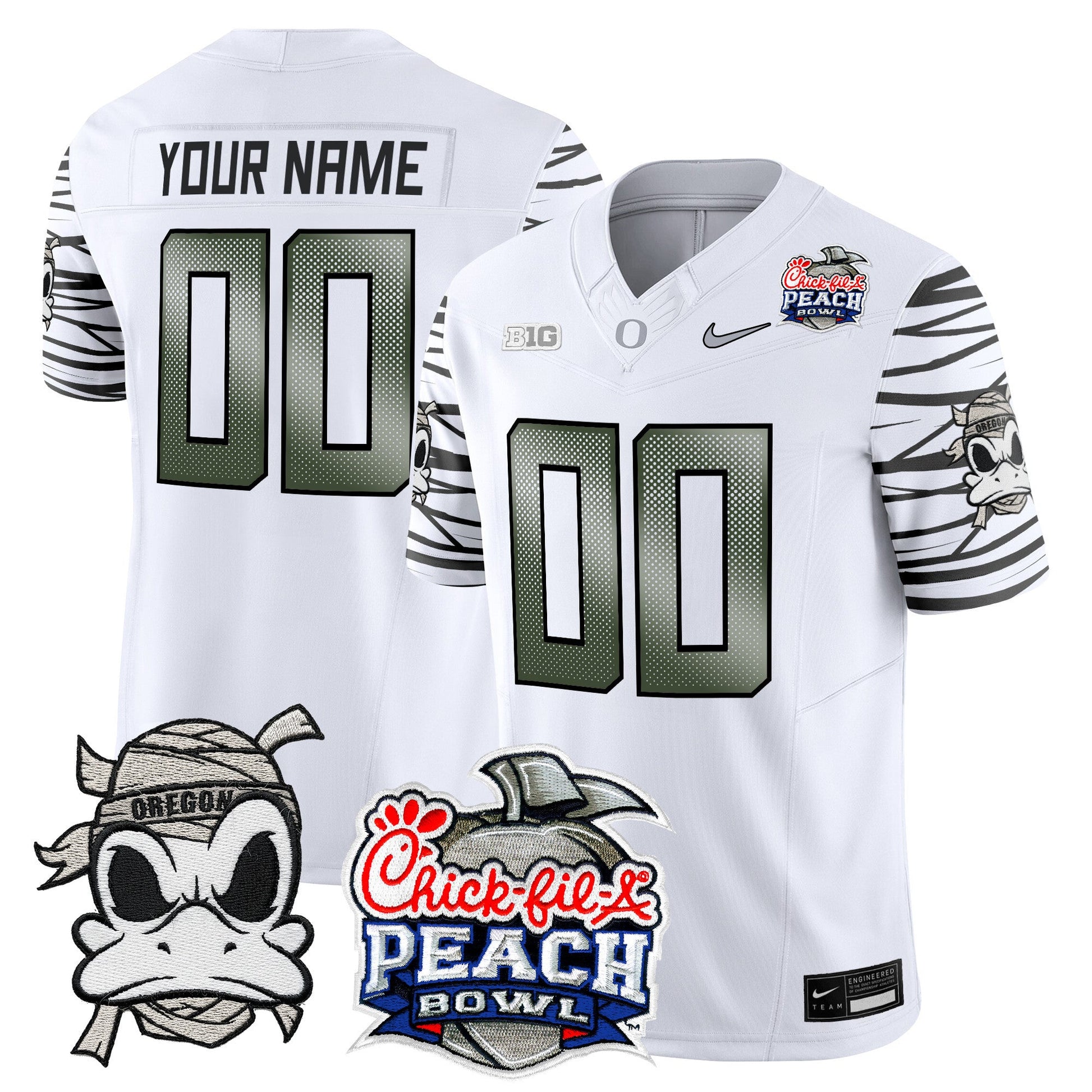 Oregon Ducks "Mummy Duck" Vapor Limited Custom Jersey - 2026 Peach Bowl Patch - All Stitched