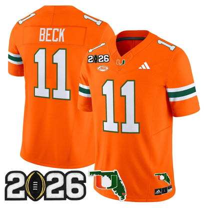 Men's Miami Hurricanes 2026 CFP Final & Florida Patch Vapor Limited Jersey - All Stitched