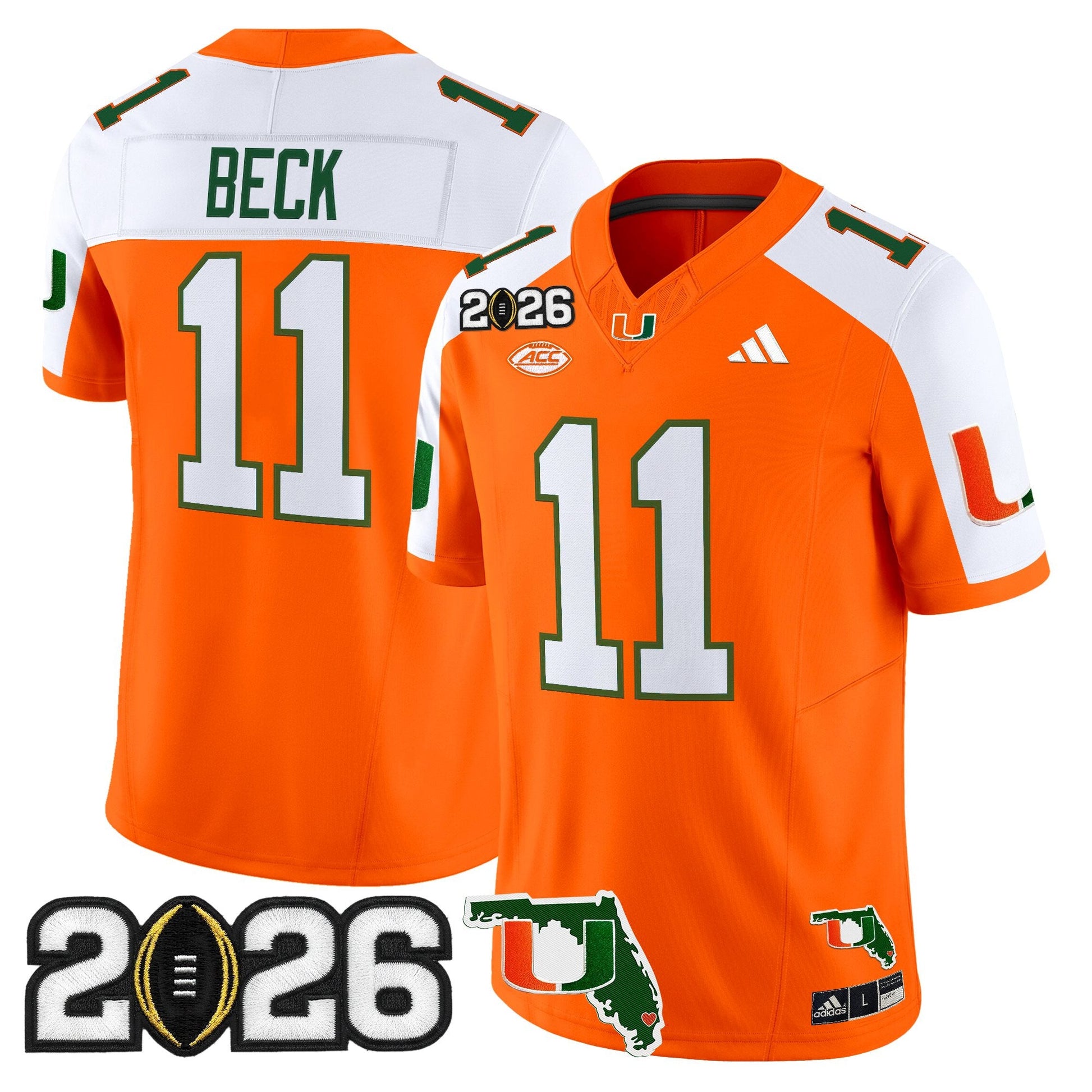 Men's Miami Hurricanes 2026 CFP Final & Florida Patch Vapor Limited Jersey - All Stitched