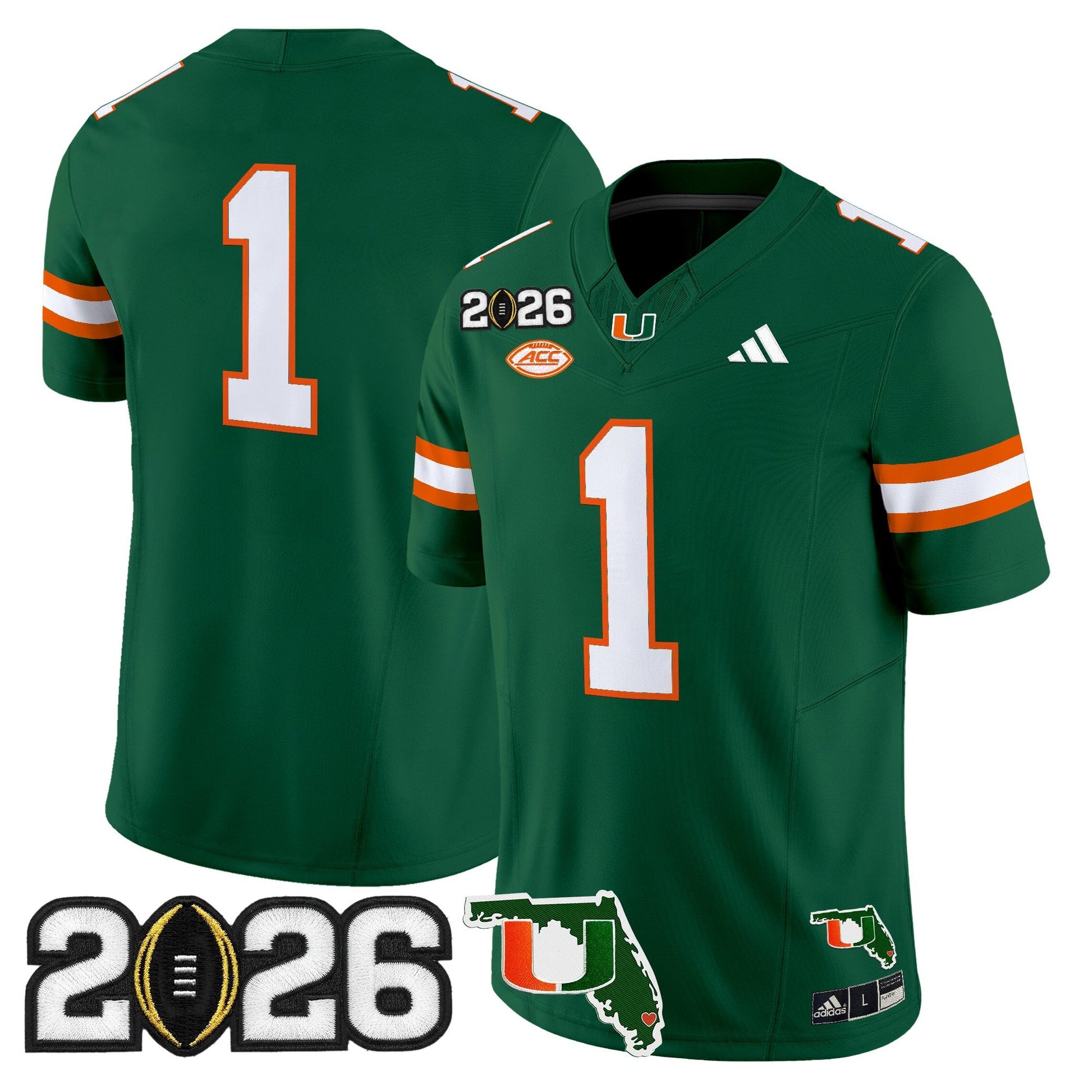 Men's Miami Hurricanes 2026 CFP Final & Florida Patch Vapor Limited Jersey - All Stitched