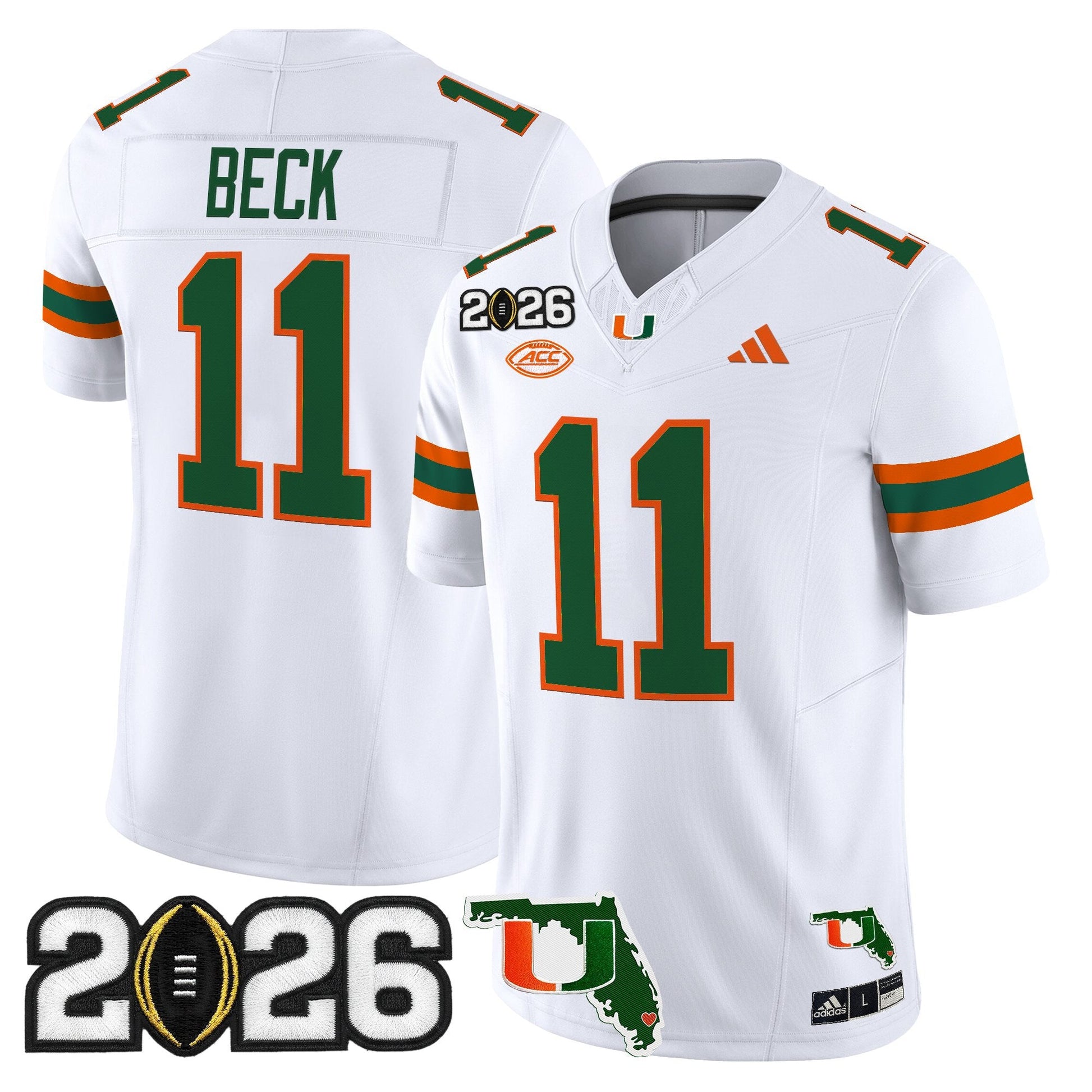 Men's Miami Hurricanes 2026 CFP Final & Florida Patch Vapor Limited Jersey - All Stitched