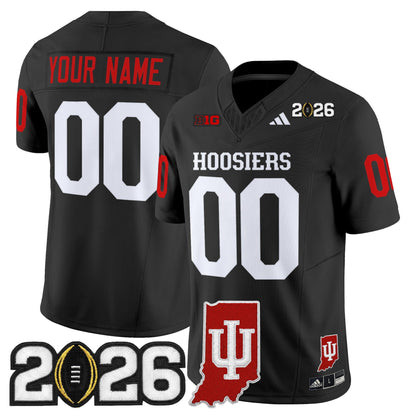 Indiana Hoosiers 2026 CFP Final & Indiana State Patch Vapor Limited Custom Jersey - All Stitched