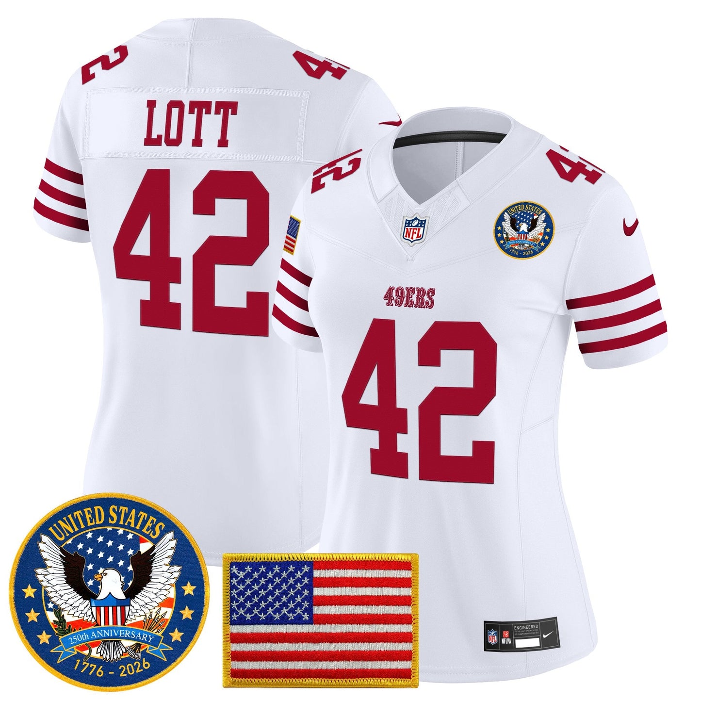 Women's San Francisco 49ers "United States 250th Anniversary Patch" Vapor Limited Jersey - All Stitched