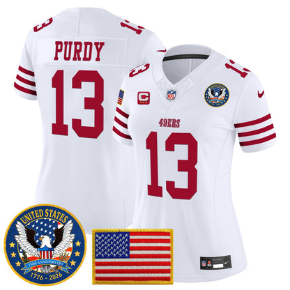 Women's San Francisco 49ers "United States 250th Anniversary Patch" Vapor Limited Jersey - All Stitched