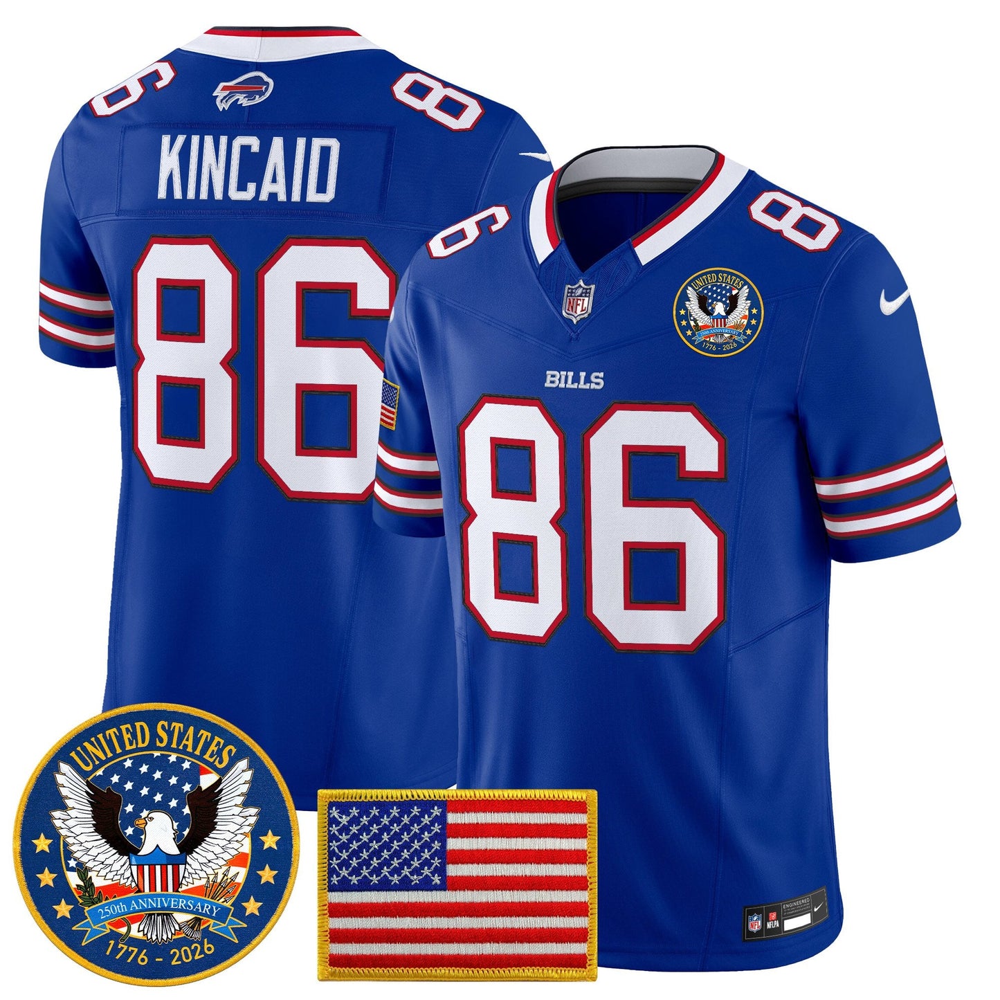 Men's Buffalo Bills "United States 250th Anniversary Patch" Vapor Limited Jersey - All Stitched