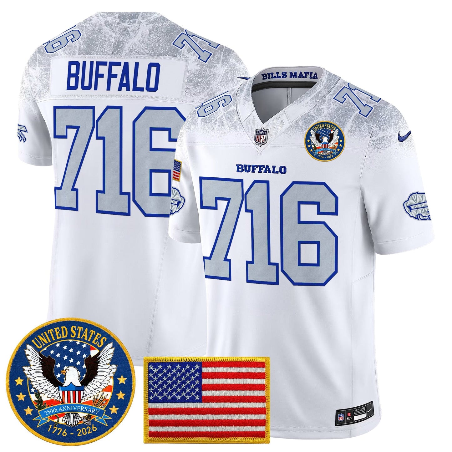Men's Buffalo Bills "United States 250th Anniversary Patch" Vapor Limited Jersey - All Stitched
