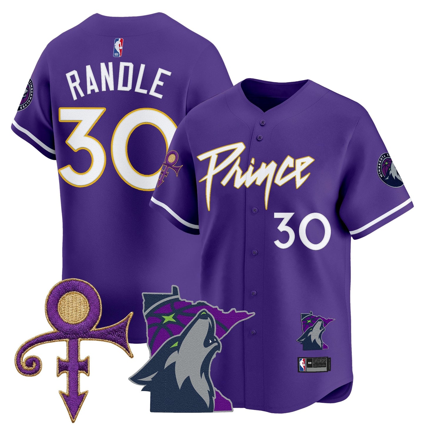 Minnesota Timberwolves Prince Patch Vapor Baseball Jersey - All Stitched