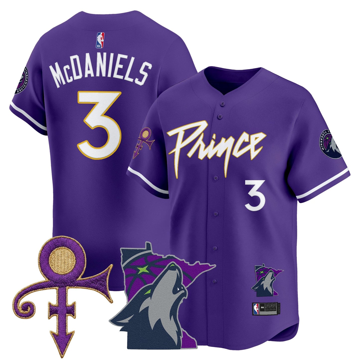 Minnesota Timberwolves Prince Patch Vapor Baseball Jersey - All Stitched
