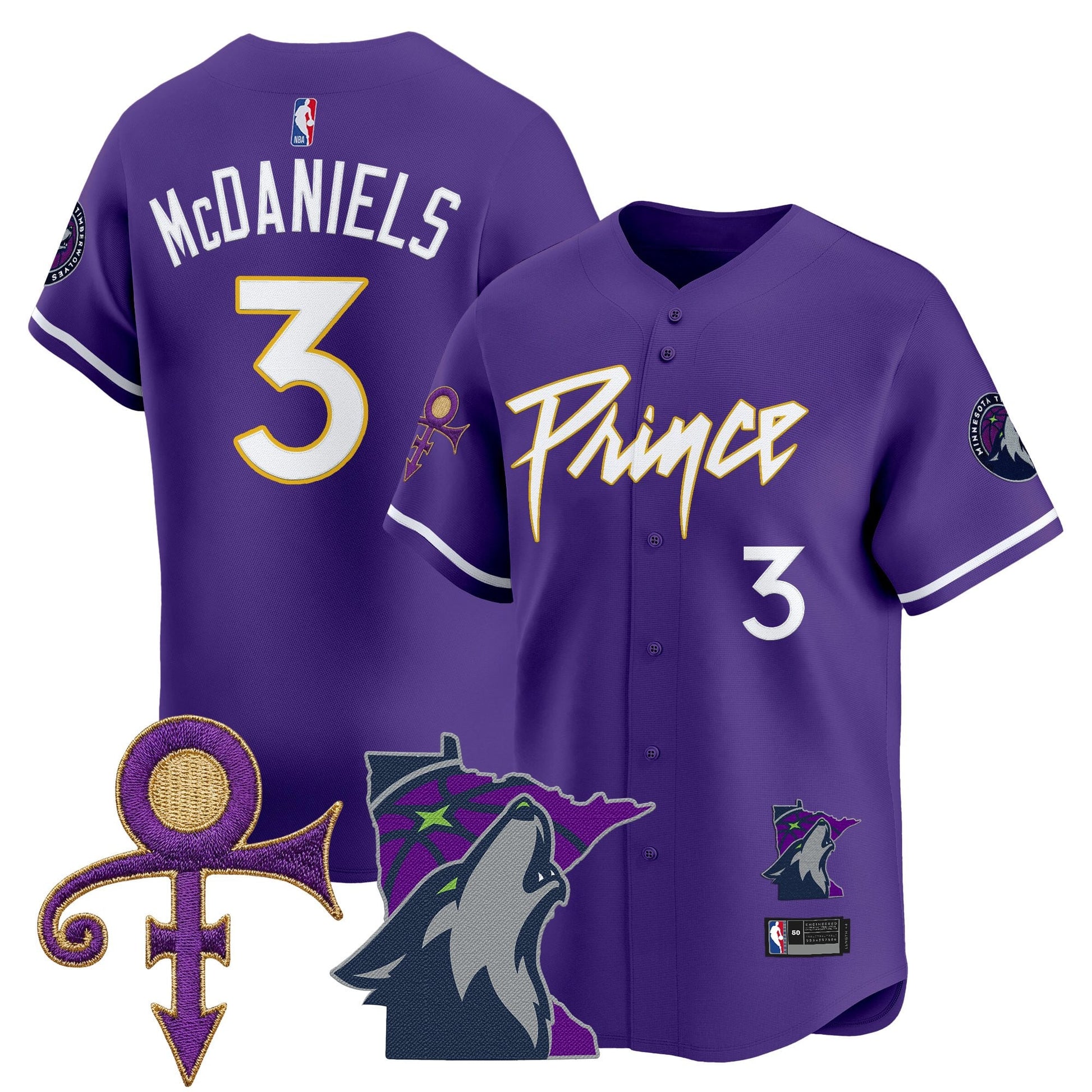 Minnesota Timberwolves Prince Patch Vapor Baseball Jersey - All Stitched