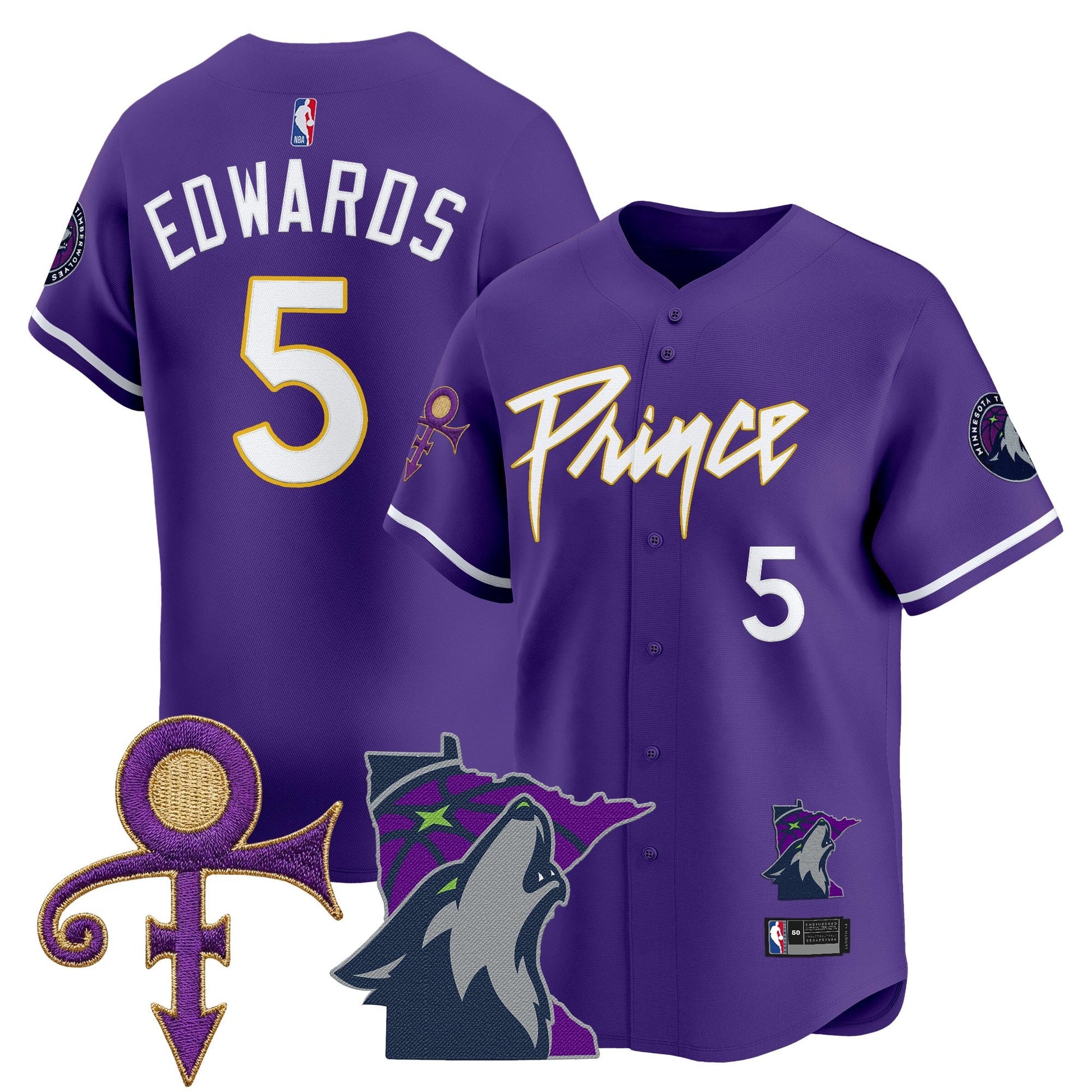 Minnesota Timberwolves Prince Patch Vapor Baseball Jersey - All Stitched