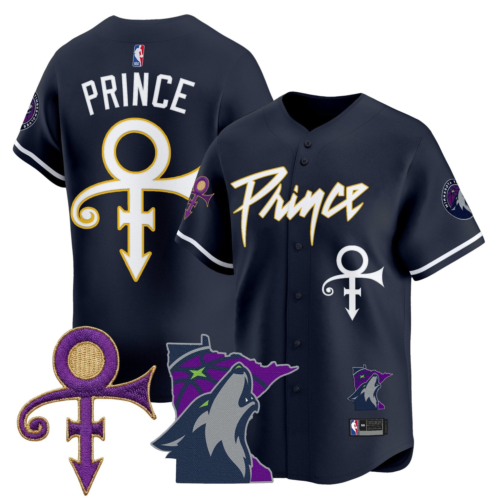 Minnesota Timberwolves Prince Patch Vapor Baseball Jersey - All Stitched