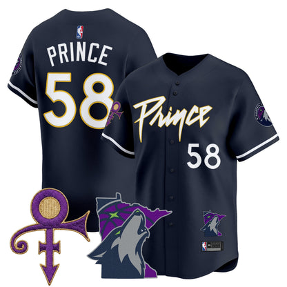 Minnesota Timberwolves Prince Patch Vapor Baseball Jersey - All Stitched
