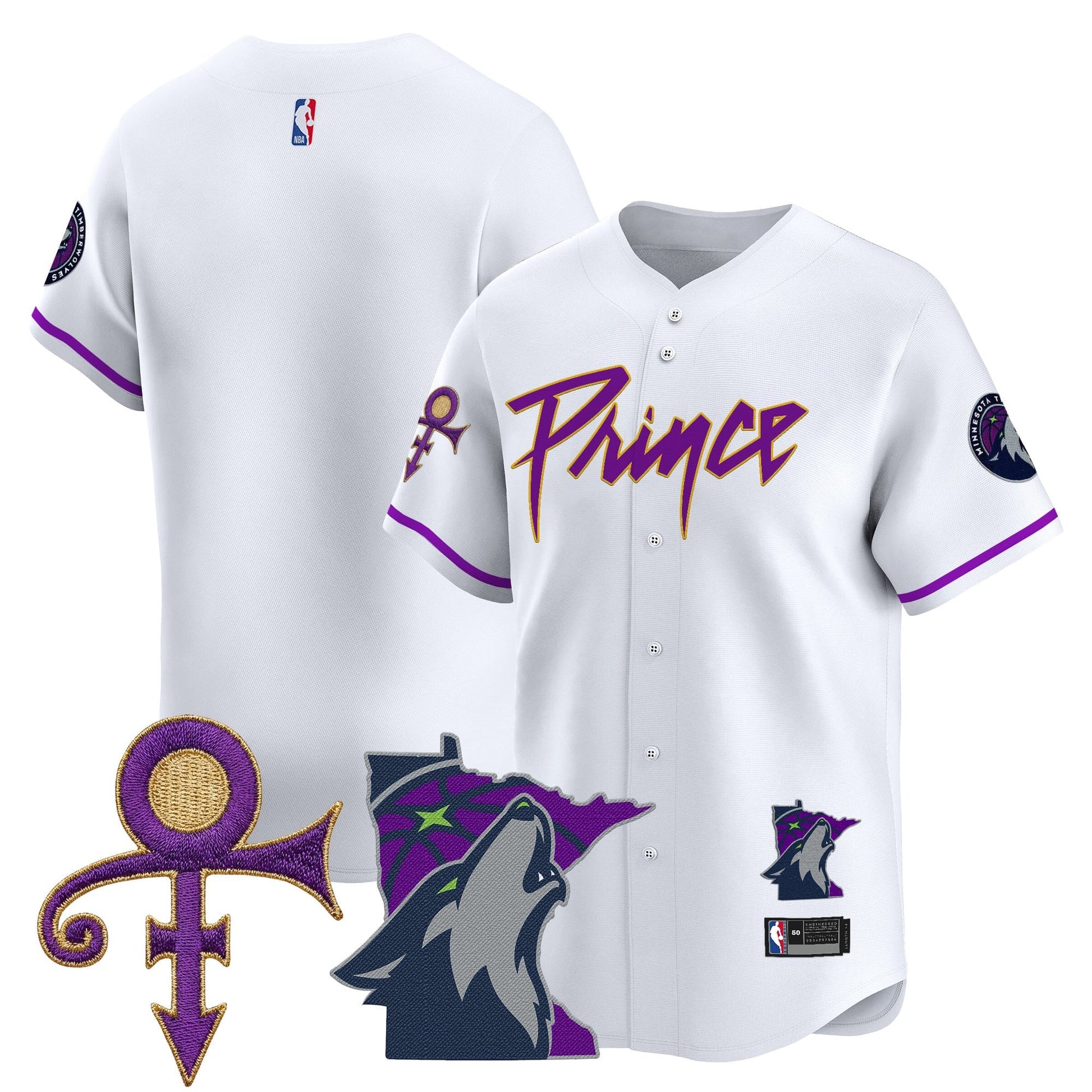 Minnesota Timberwolves Prince Patch Vapor Baseball Jersey - All Stitched