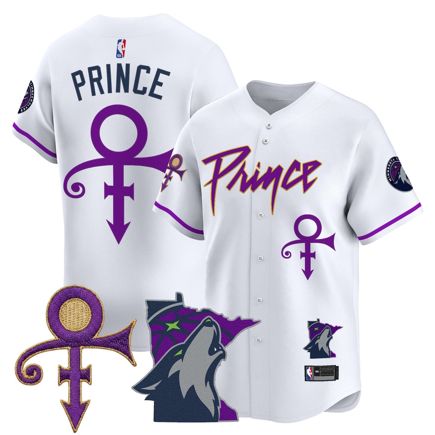 Minnesota Timberwolves Prince Patch Vapor Baseball Jersey - All Stitched
