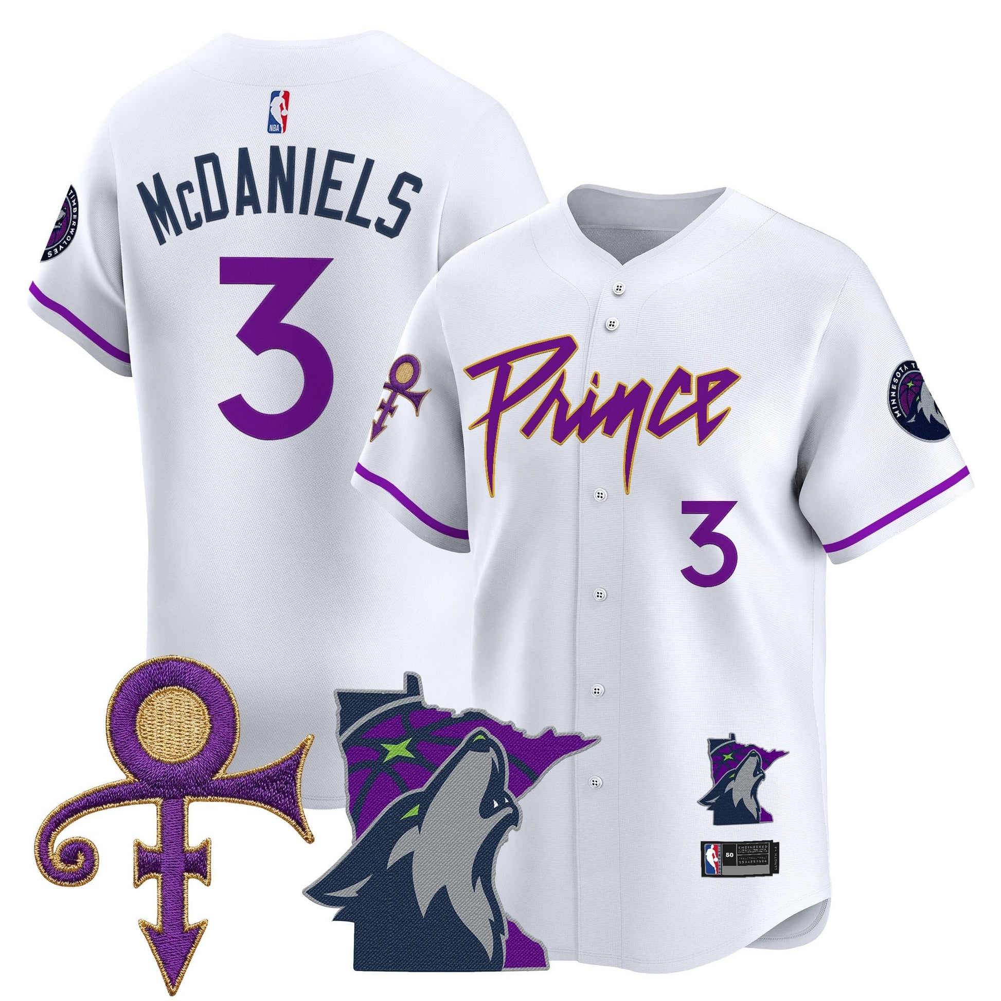 Minnesota Timberwolves Prince Patch Vapor Baseball Jersey - All Stitched