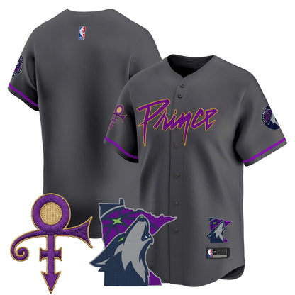 Minnesota Timberwolves Prince Patch Vapor Baseball Jersey - All Stitched