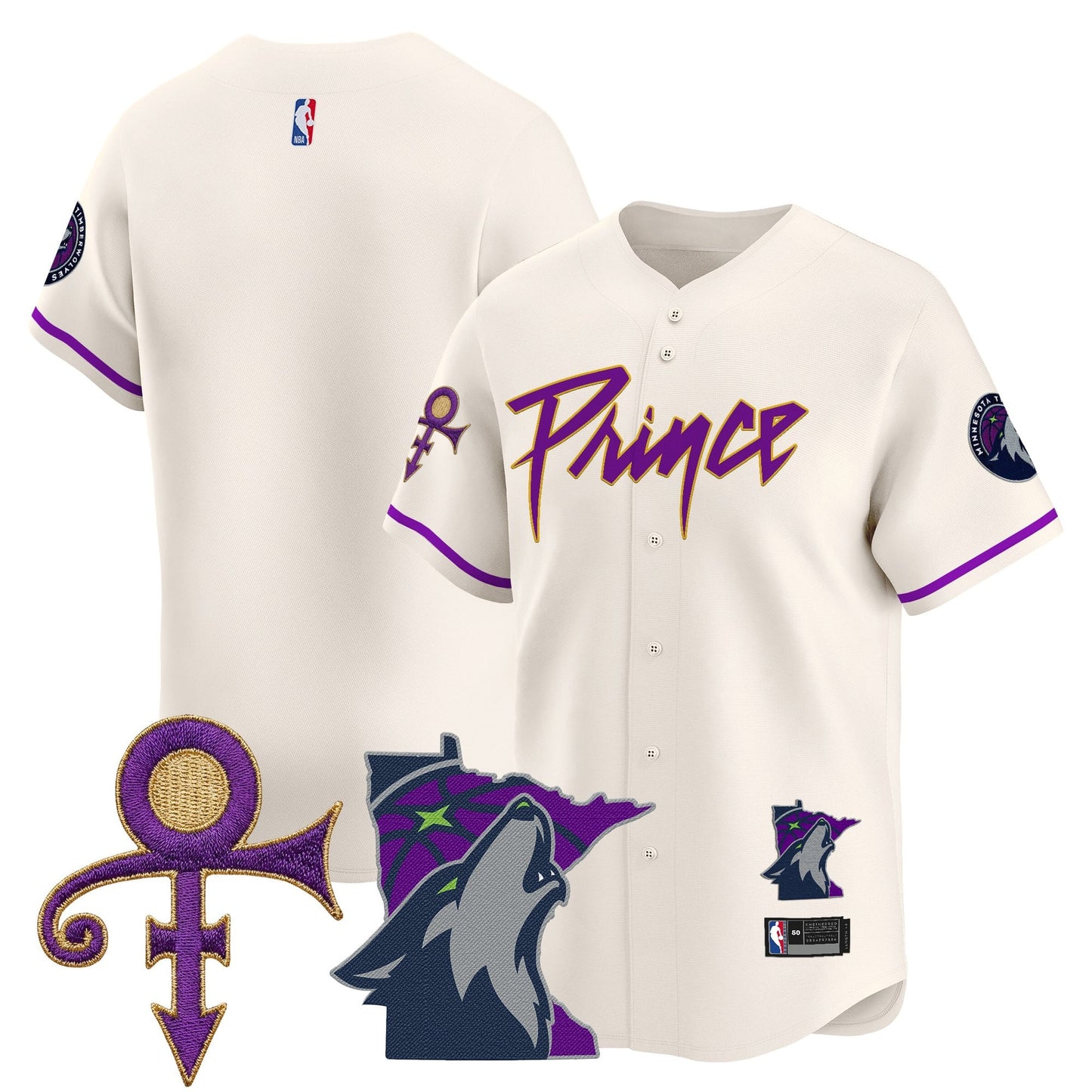 Minnesota Timberwolves Prince Patch Vapor Baseball Jersey - All Stitched