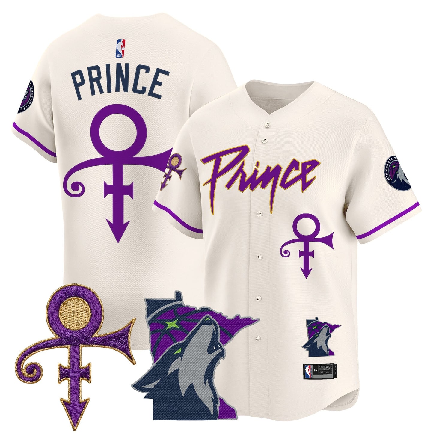 Minnesota Timberwolves Prince Patch Vapor Baseball Jersey - All Stitched