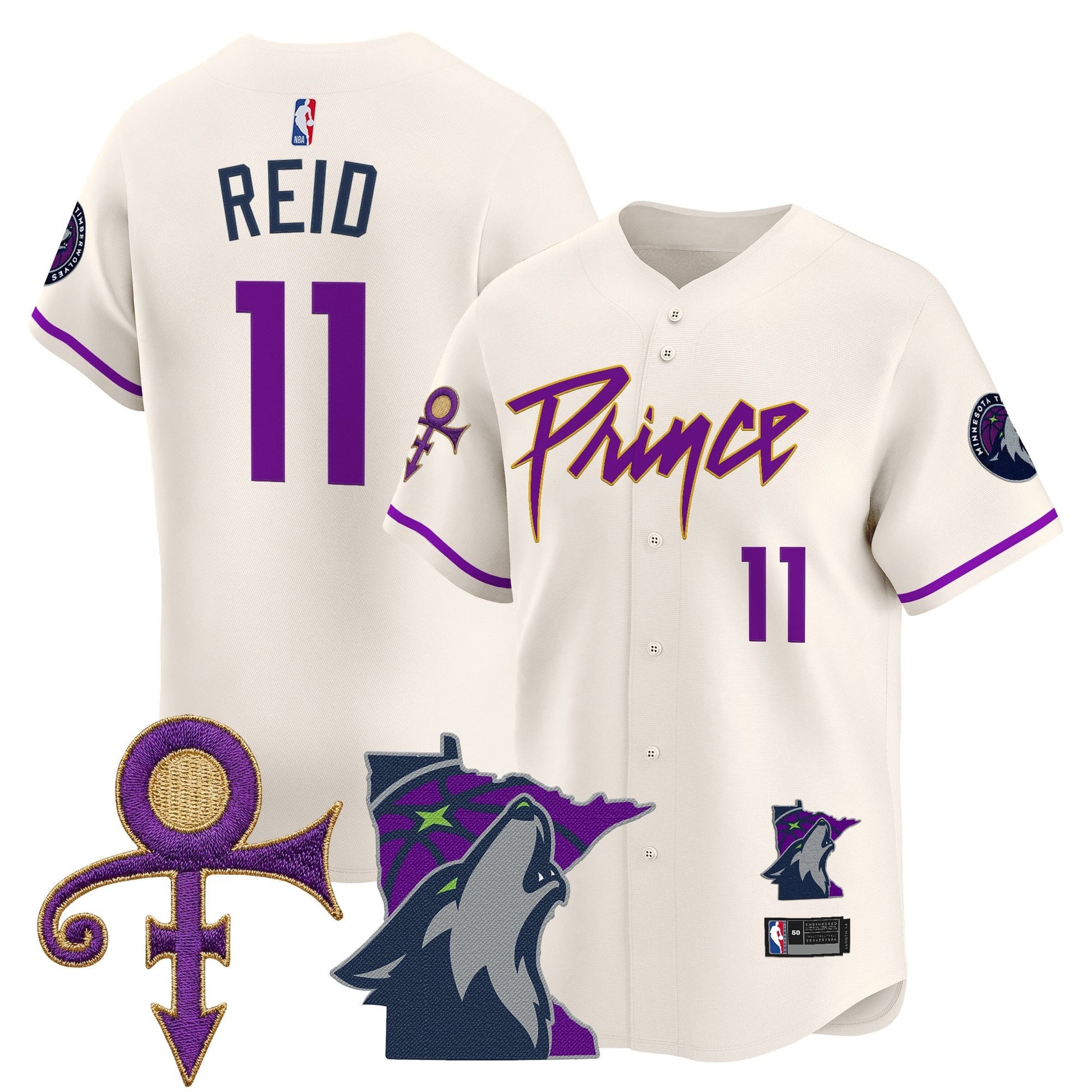Minnesota Timberwolves Prince Patch Vapor Baseball Jersey - All Stitched